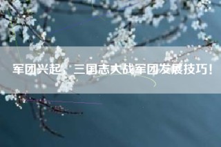 军团兴起，三国志大战军团发展技巧！