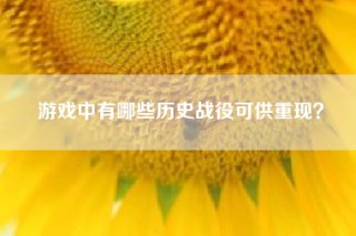 游戏中有哪些历史战役可供重现？