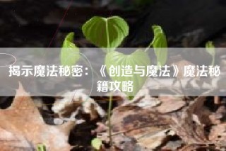 揭示魔法秘密：《创造与魔法》魔法秘籍攻略