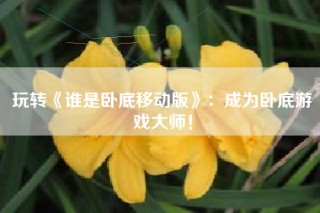 玩转《谁是卧底移动版》：成为卧底游戏大师！