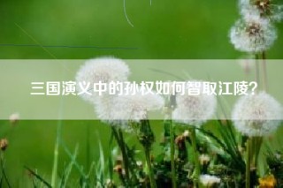 三国演义中的孙权如何智取江陵？
