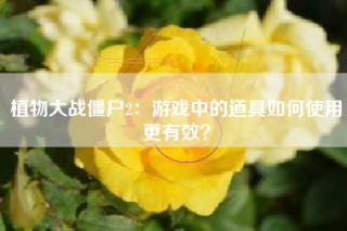植物大战僵尸2：游戏中的道具如何使用更有效？