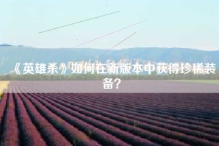 《英雄杀》如何在新版本中获得珍稀装备？