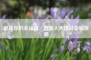 提高你的幸运值：野蛮人大作战幸运攻略