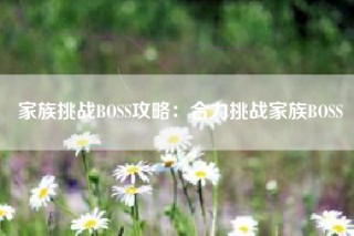 家族挑战BOSS攻略：合力挑战家族BOSS