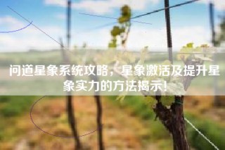 问道星象系统攻略，星象激活及提升星象实力的方法揭示！