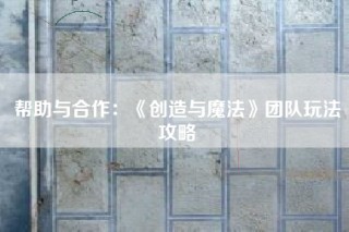 帮助与合作：《创造与魔法》团队玩法攻略