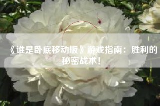 《谁是卧底移动版》游戏指南：胜利的秘密战术！