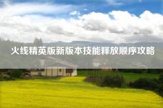 火线精英版新版本技能释放顺序攻略