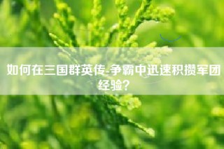 如何在三国群英传-争霸中迅速积攒军团经验？
