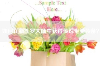 如何在新斗罗大陆中获得传说坐骑装备？