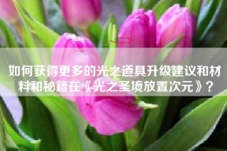 如何获得更多的光之道具升级建议和材料和秘籍在《光之圣境放置次元》？