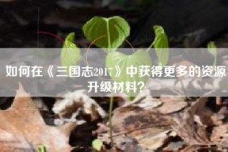 如何在《三国志2017》中获得更多的资源升级材料？