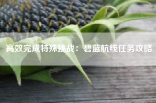 高效完成特殊挑战：碧蓝航线任务攻略