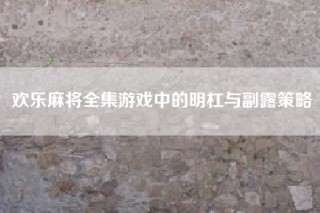 欢乐麻将全集游戏中的明杠与副露策略
