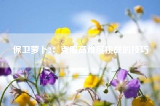 保卫萝卜2：克服高难度挑战的技巧