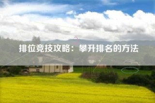 排位竞技攻略：攀升排名的方法