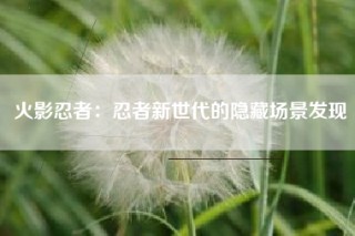 火影忍者：忍者新世代的隐藏场景发现