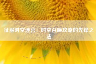 征服时空迷宫：时空召唤攻略的先锋之法