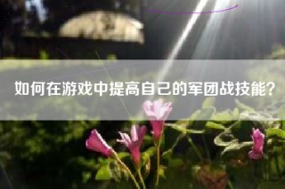 如何在游戏中提高自己的军团战技能？