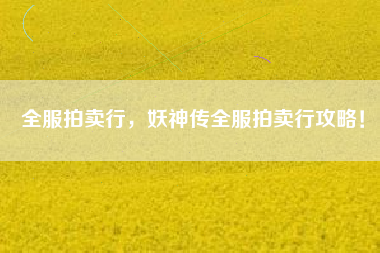 全服拍卖行，妖神传全服拍卖行攻略！  第1张