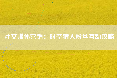 社交媒体营销：时空猎人粉丝互动攻略  第1张