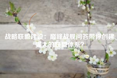 战略联盟建设：巅峰战舰问答带你创建强大的联盟体系？  第1张