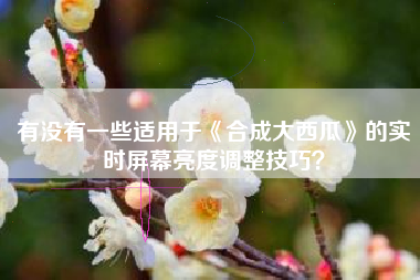 有没有一些适用于《合成大西瓜》的实时屏幕亮度调整技巧？  第1张
