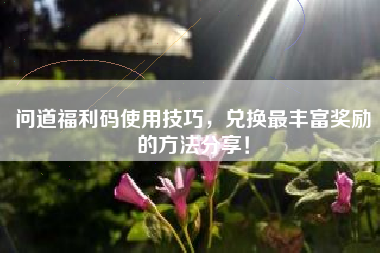 问道福利码使用技巧，兑换最丰富奖励的方法分享！  第1张
