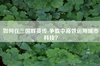 如何在三国群英传-争霸中高效运用城市科技？  第1张