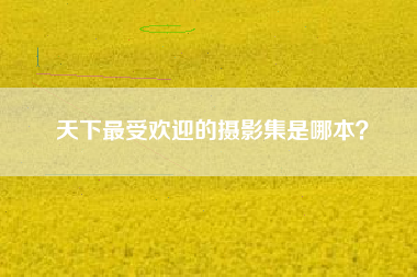 天下最受欢迎的摄影集是哪本？  第1张