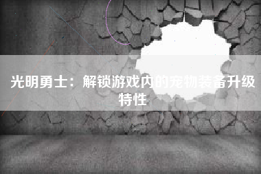 光明勇士：解锁游戏内的宠物装备升级特性  第1张