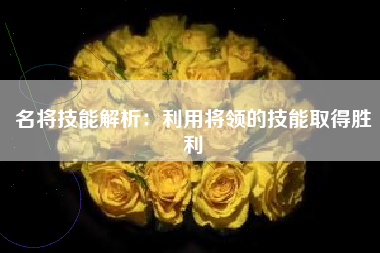 名将技能解析：利用将领的技能取得胜利  第1张