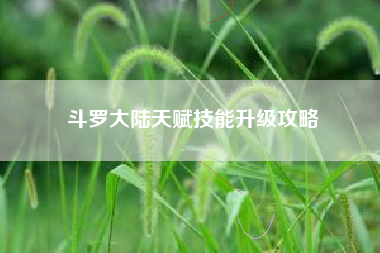 斗罗大陆天赋技能升级攻略  第1张