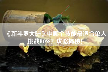 《新斗罗大陆》中哪个技能最适合单人挑战BOSS？攻略揭秘！  第1张