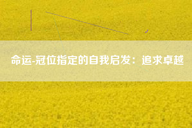 命运-冠位指定的自我启发：追求卓越  第1张