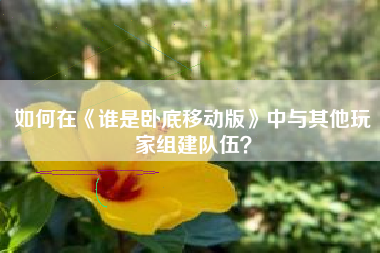 如何在《谁是卧底移动版》中与其他玩家组建队伍？  第1张