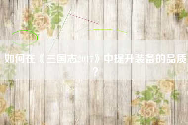 如何在《三国志2017》中提升装备的品质？  第1张