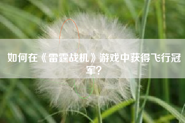 如何在《雷霆战机》游戏中获得飞行冠军？  第1张