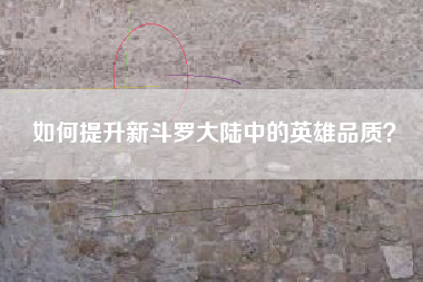 如何提升新斗罗大陆中的英雄品质？  第1张