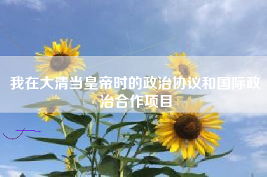 我在大清当皇帝时的政治协议和国际政治合作项目  第1张