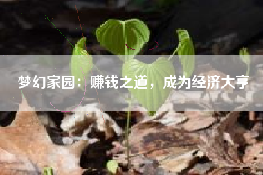 梦幻家园：赚钱之道，成为经济大亨  第1张