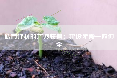 城市建材的巧妙获得：建设所需一应俱全  第1张