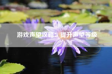 游戏声望攻略：提升声望等级  第1张