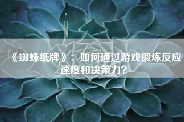 《蜘蛛纸牌》：如何通过游戏锻炼反应速度和决策力？  第1张