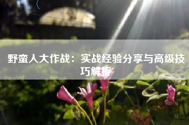 野蛮人大作战：实战经验分享与高级技巧解析  第1张