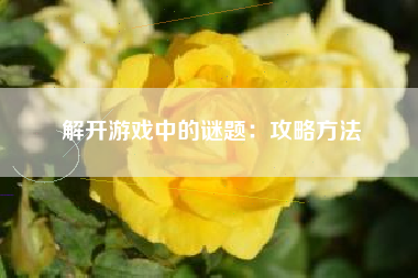 解开游戏中的谜题：攻略方法  第1张