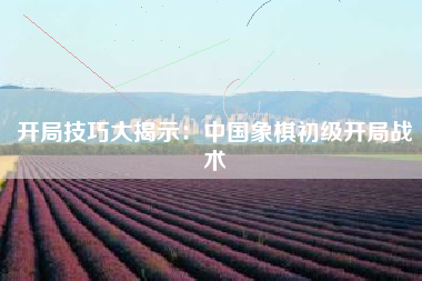 开局技巧大揭示：中国象棋初级开局战术  第1张