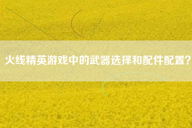 火线精英游戏中的武器选择和配件配置？  第1张