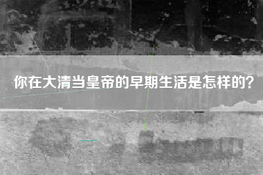 你在大清当皇帝的早期生活是怎样的？  第1张